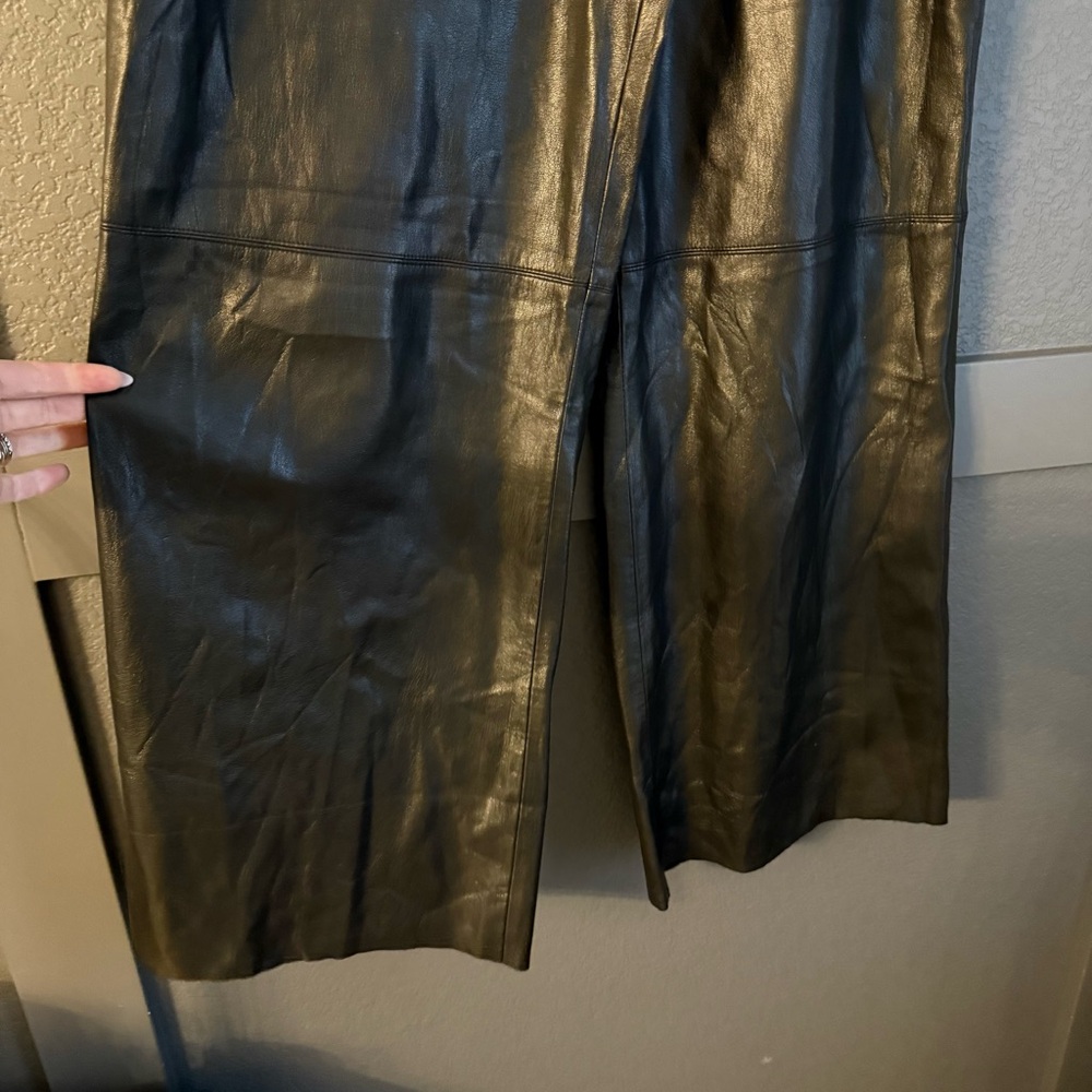 GOOD AMERICAN • Black Faux Leather wide leg pants - size 3 large - Picture 8 of 10